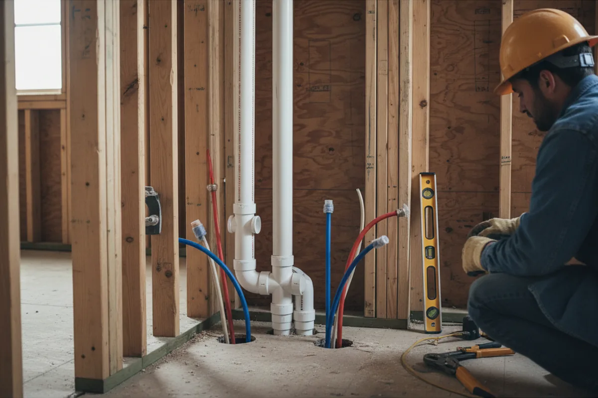Drain and supply rough-in during Sump Pump Repair in Duarte