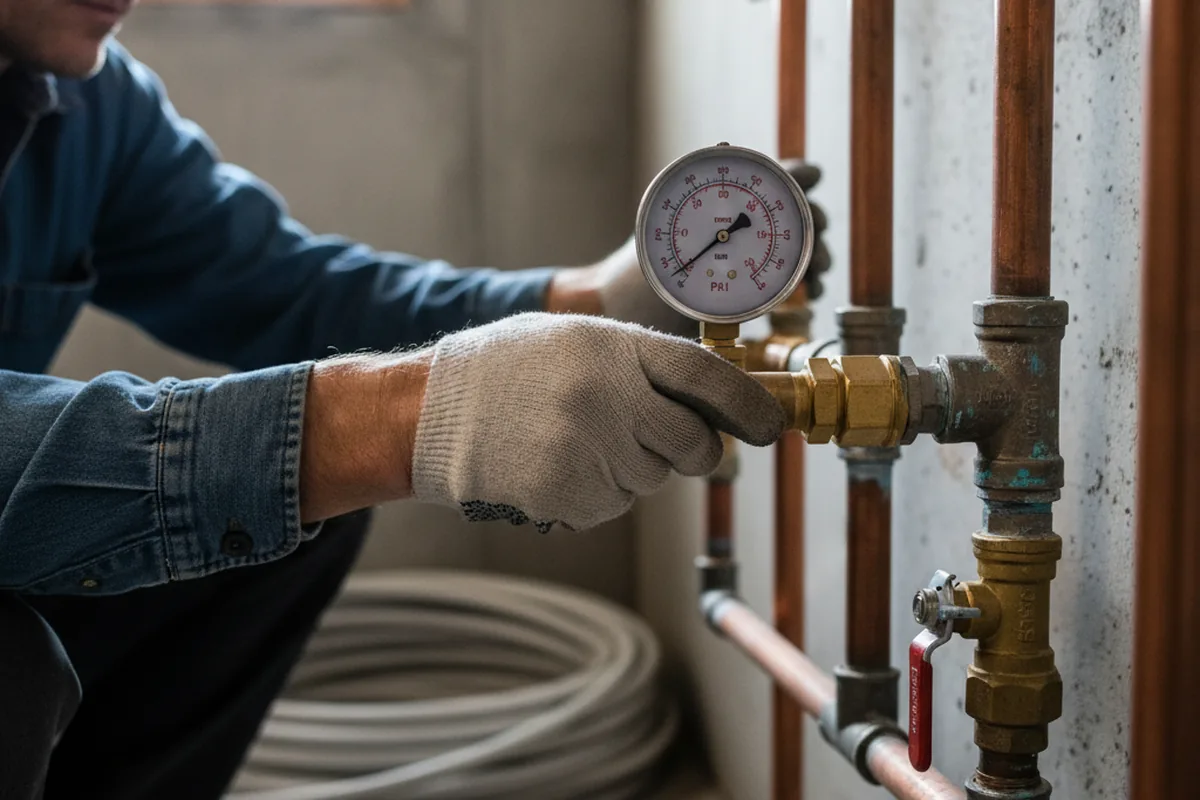 Pressure testing a repaired line during Water Line Repair in Duarte